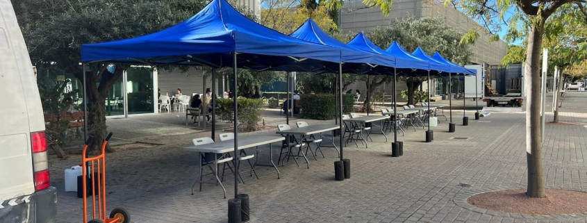 carpa plegable azul, carpas plegables para eventos